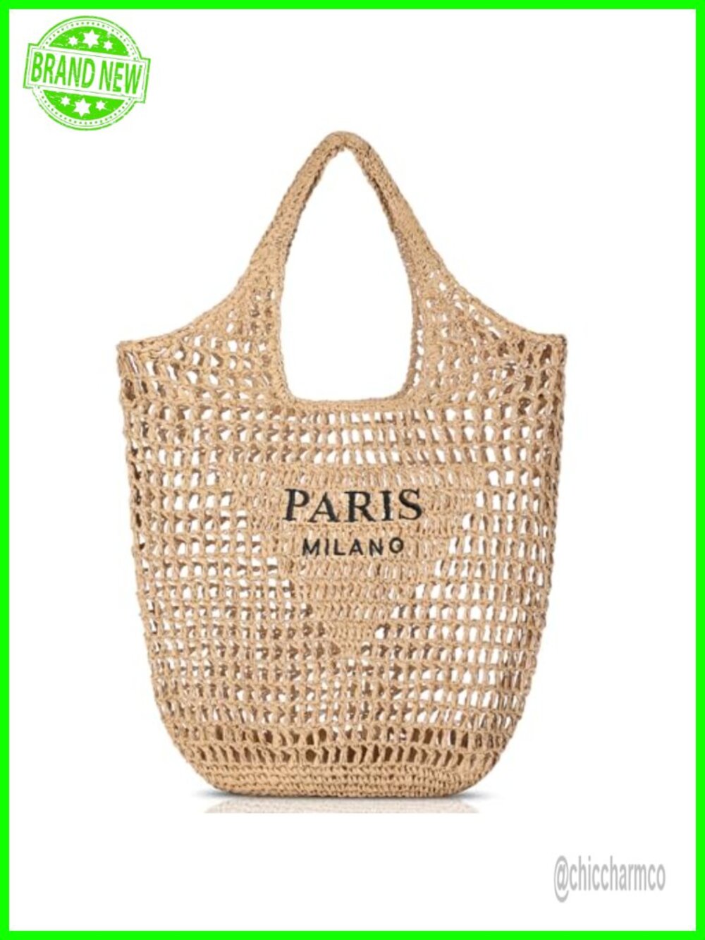 Pleneal Straw Beach Bag Woven Mesh Hollow Tote